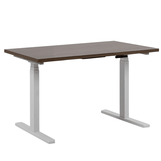 Beliani Električno nastavljiva pisalna miza 130 x 72 cm temni les in bela DESTIN II