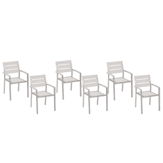 Beliani Komplet 6 jedilnih stolov bele barve VERNIO