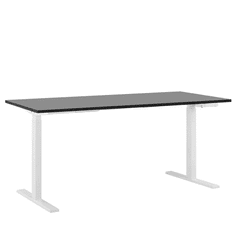 Beliani Ročno nastavljiva pisalna miza 160x72 cm črno-bela DESTIN II