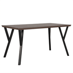 Beliani Jedilna miza 140 x 80 cm, temen les s črno barvo BRAVO