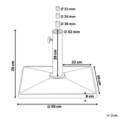 Beliani Stojalo za vrtni dežnik iz črnega betona 50x50cm