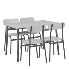 Beliani Garnitura jedilne mize in 4 stolov sive barve s črno VELDEN