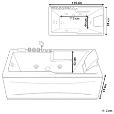 Beliani Whirlpool kad z LED diodami 169 x 81 cm bela ARTEMISA