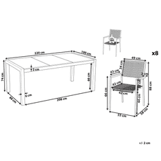 Beliani Garnitura vrtnega pohištva miza s stekleno ploščo 220 x 100 cm 8 stolov iz ratana GROSSETO