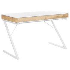 Beliani Pisalna miza iz hrastovega lesa 120 x 60 bela FONTANA