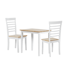 Beliani Jedilni set, miza in 2 stola, svetel les z belo barvo BATERIJA