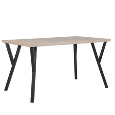Beliani Jedilna miza 140 x 80 cm, svetel les s črno barvo BRAVO