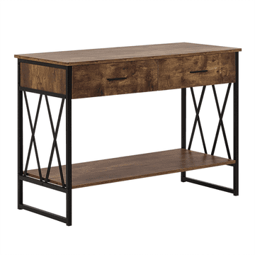 Beliani Konzolna mizica z 2 predaloma, temni les s črno barvo, AYDEN