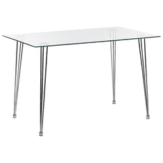 Beliani Jedilna miza s steklenim vrhom 120 x 70 cm srebrna WINSTON