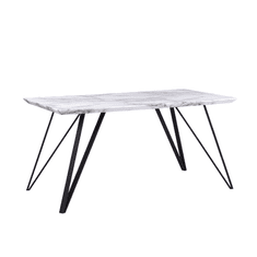 Beliani Jedilna miza videz marmorja bela / črna 150 x 80 cm MOLDEN