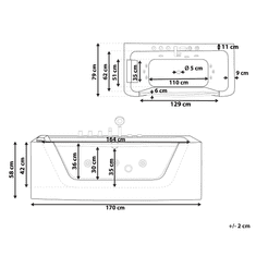 Beliani Whirlpool kad desna stran 170 x 80 cm bela MANTA