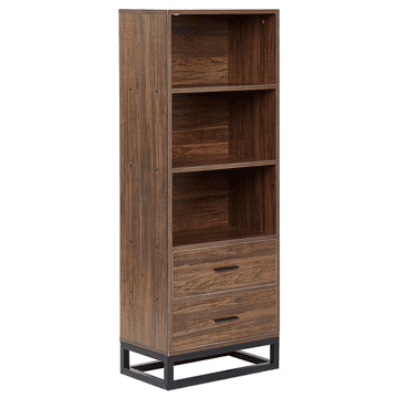 Beliani Knjižnica 3 police iz temnega lesa DELTA