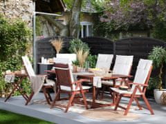 Beliani Komplet 6 lesenih vrtnih stolov z belimi blazinami TOSCANA