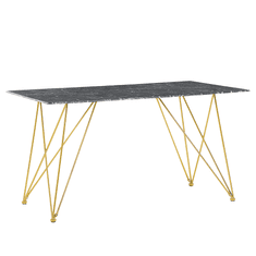 Beliani Jedilna miza črno-zlata 140 x 80 cm KENTON z marmornim učinkom