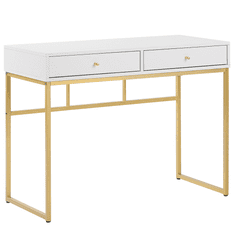 Beliani Pisalna miza z 2 predaloma 100 x 50 cm belo-zlata DAPHNE