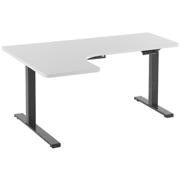 Beliani Kotna električna pisalna miza leva stran 160 x 110 cm črno-bela DESTIN II