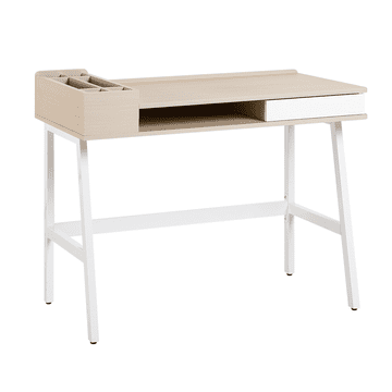 Beliani Pisalna miza 100 x 55 cm bela/naravna PARAMARIBO