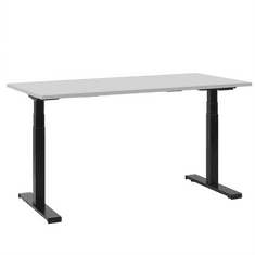 Beliani Električno nastavljiva miza 130 x 72 cm sivo-črna DESTIN II
