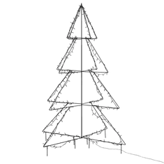 Beliani Zunanje božično drevo z LED osvetlitvijo 160 cm črno VUOMA