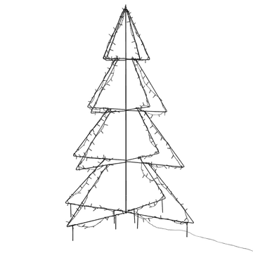 Beliani Zunanje božično drevo z LED osvetlitvijo 160 cm črno VUOMA