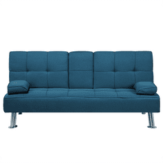 Beliani Kavč postelja oblazinjena modra ROXEN