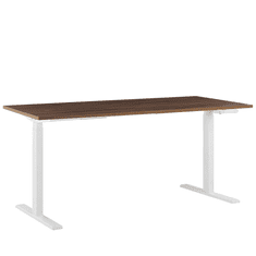 Beliani Ročno nastavljiva pisalna miza 160x72 cm rjavo-bela DESTIN II