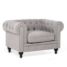 Beliani Oblazinjen svetlo siv vintage fotelj CHESTERFIELD