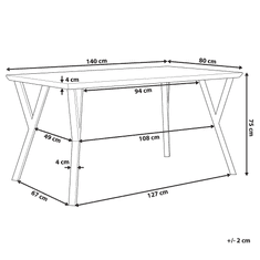 Beliani Jedilna miza 140 x 80 cm, svetel les s črno barvo BRAVO