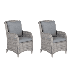 Beliani Komplet dveh sivih foteljev iz ratana CASCAIS