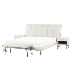 Beliani Komplet pohištva za spalnico iz eko usnja 180 x 200 cm bela BETIN