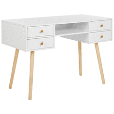 Beliani Pisalna miza s 4 predali 110 x 55 cm bela LEVIN