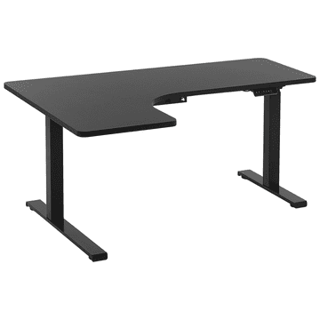 Beliani Kotna električna pisalna miza 160 x 110 cm črna DESTIN II