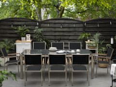 Beliani Vrtna garnitura Zunanja garnitura za 8 sivih granitnih črnih stolov GROSSETO