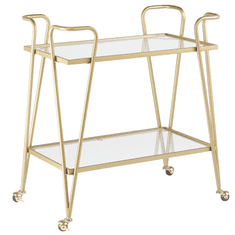 Beliani Kuhinjski voziček s steklenim vrhom zlato NOTI