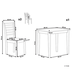 Beliani Jedilni set, miza in 2 stola, svetel les z belo barvo BATERIJA