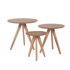 Beliani Garnitura treh miz iz svetlega lesa VEGAS