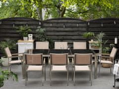 Beliani Zunanji vrtni set, 8 stolov iz poliranega naravnega kamna bež barve GROSSETO