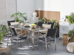 Beliani Garnitura vrtnega pohištva miza s steklenim vrhom 180 x 90 cm 6 stolov iz ratana GROSSETO