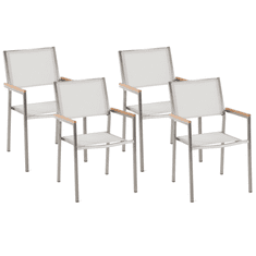 Beliani Komplet 4 vrtnih stolov iz nerjavečega jekla bele barve GROSSETO