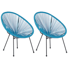 Beliani Komplet 2 stolov iz ratana modre barve ø 70 cm ACAPULCO II