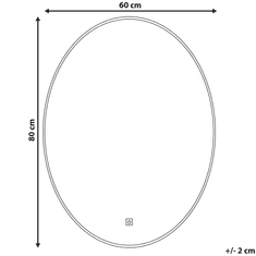 Beliani Kopalniško ogledalo z LED osvetlitvijo ovalno 60 x 80 cm MAZILLE