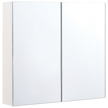 Beliani Kopalniška ogledalna omarica 80 x 70 cm bela in srebrna NAVARRA