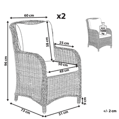Beliani Komplet dveh sivih foteljev iz ratana CASCAIS
