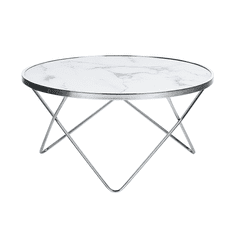 Beliani Kavna mizica z marmornim učinkom in srebrom MERIDIAN II