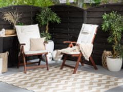 Beliani Komplet 2 lesenih vrtnih stolov z belimi blazinami TOSCANA