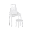 Toaletna mizica s 5 predali, pravokotnim ogledalom in belim stolčkom RAYON