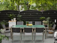 Beliani Garnitura vrtnega pohištva miza s stekleno ploščo 220 x 100 cm 8 sivih stolov GROSSETO