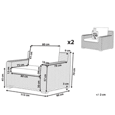 Beliani Komplet 2 foteljev iz ratana ARDEA