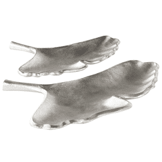 Beliani Komplet okrasnih pladnjev v obliki listov srebro PALENQUE