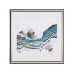 Beliani Uokvirjena slika 60 x 60 cm modro-siva BAGI